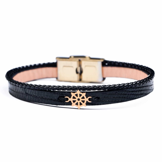 دستبند مردانه طلا طرح چرخ دراما