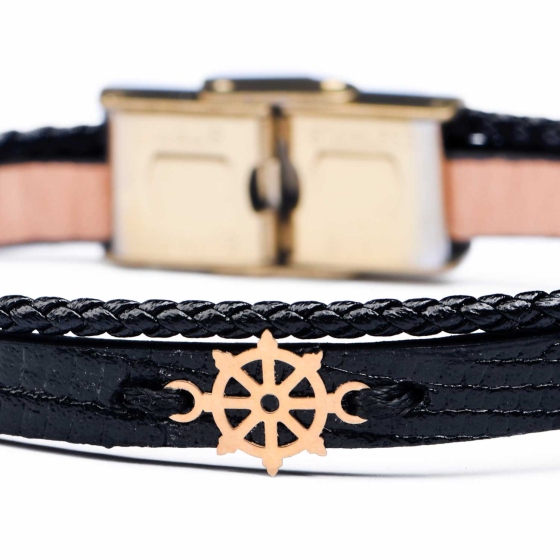 دستبند مردانه طلا طرح چرخ دراما