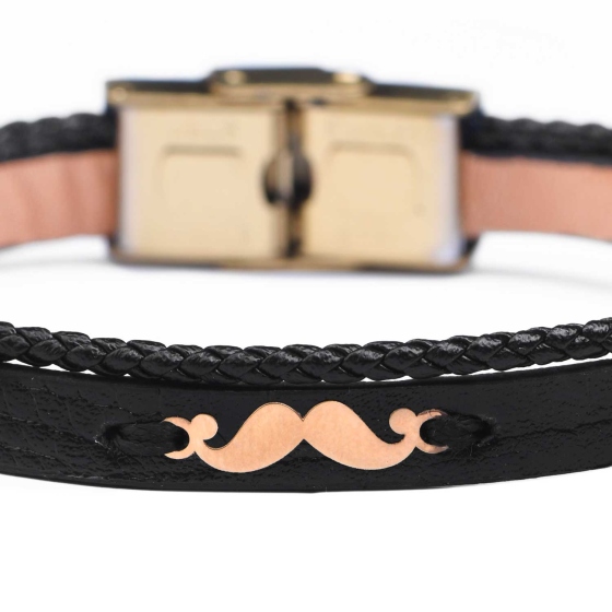 دستبند مردانه طلا طرح سبیل