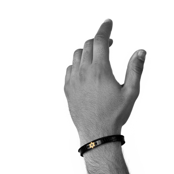 دستبند مردانه طلا طرح ستاره داوود