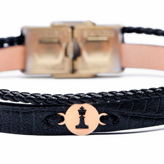 دستبند مردانه طلا طرح شاه شطرنج