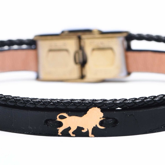 دستبند مردانه طلا طرح شیر