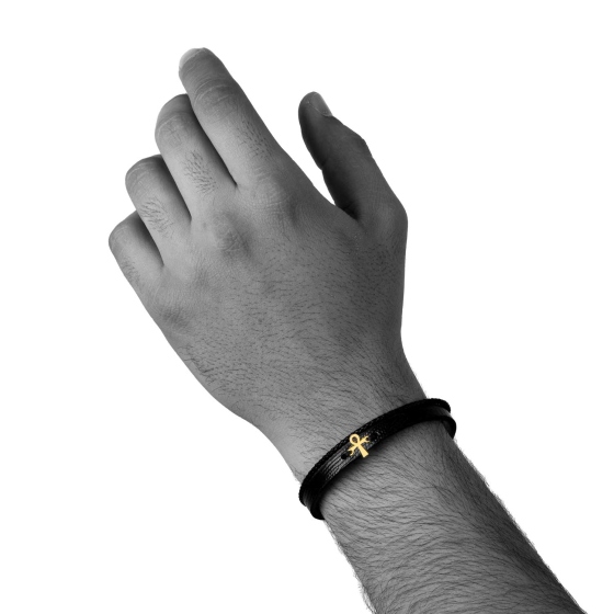 دستبند مردانه طلا طرح صلیب مصری