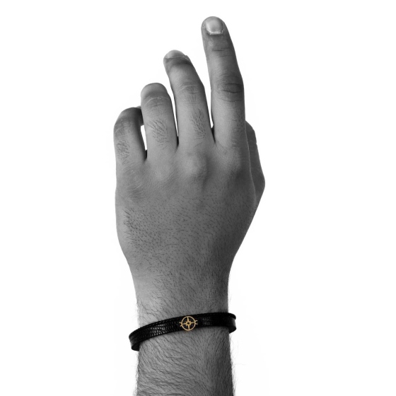 دستبند مردانه طلا طرح قطب نما