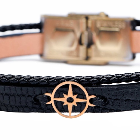 دستبند مردانه طلا طرح قطب نما