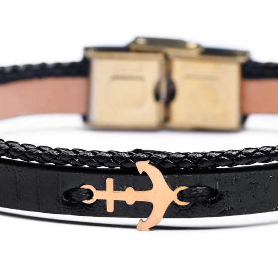 دستبند مردانه طلا طرح لنگر