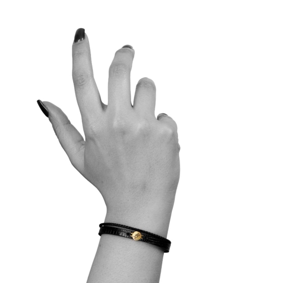 دستبند زنانه طلا چرم طرح DNA