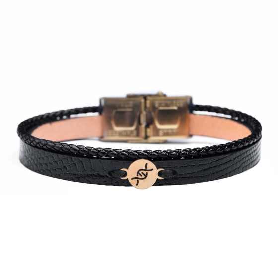 دستبند زنانه طلا چرم طرح DNA