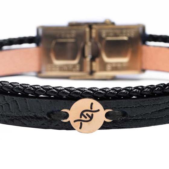 دستبند زنانه طلا چرم طرح DNA