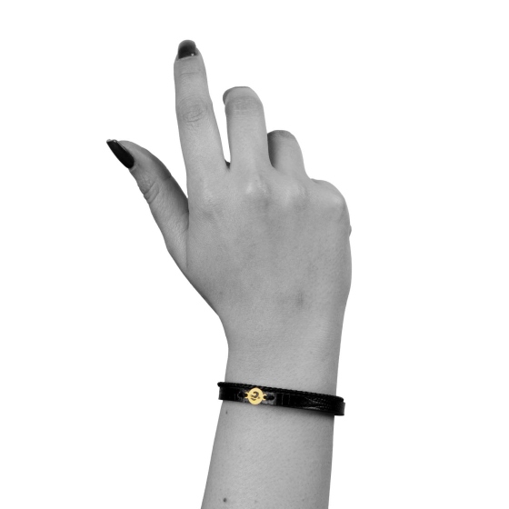 دستبند زنانه طلا چرم طرح موج