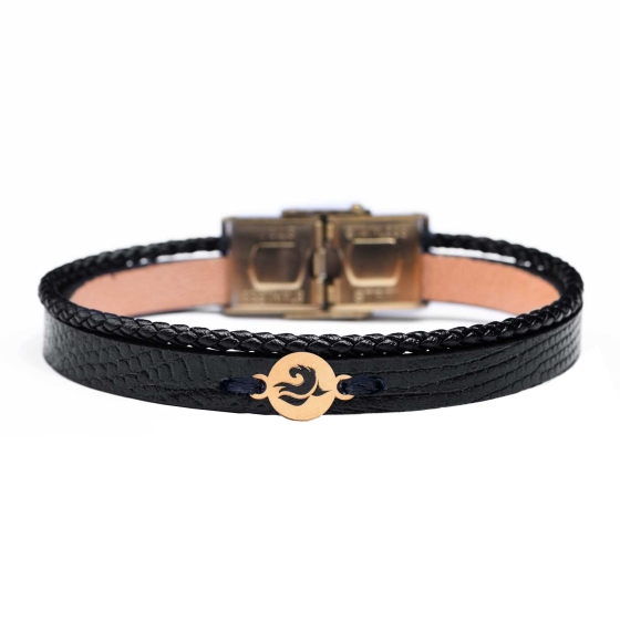 دستبند زنانه طلا چرم طرح موج