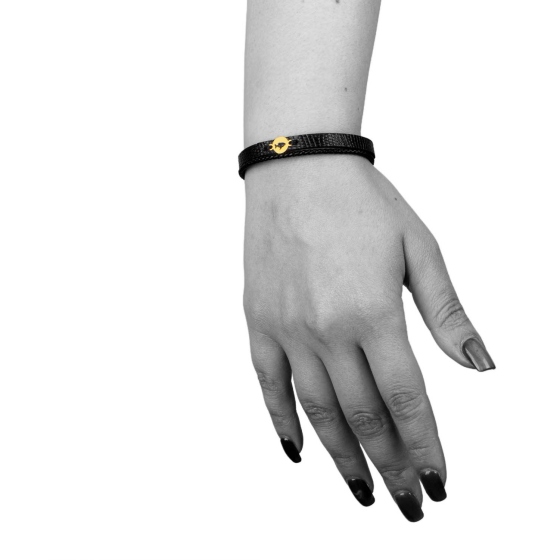 دستبند زنانه طلا چرم طرح ماهی