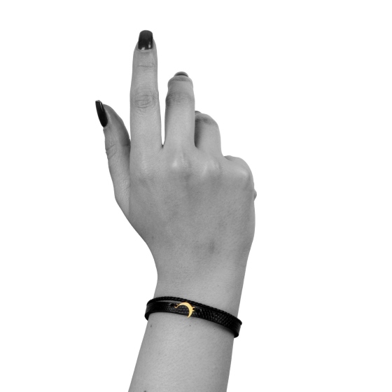 دستبند زنانه طلا چرم طرح ماه