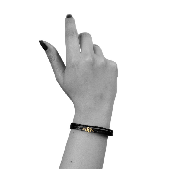 دستبند زنانه طلا چرم طرح مار