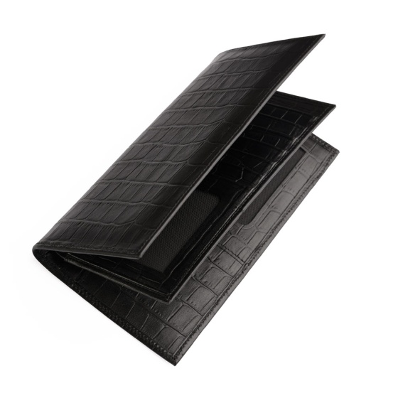 کیف پول کتی چرم کروکودیل مشکی