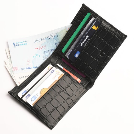 کیف پول جیبی چرم کروکودیل مشکی