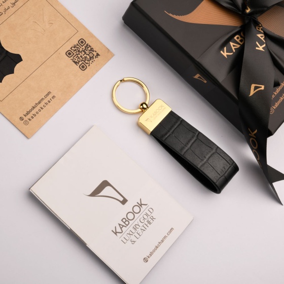 جاکلیدی چرم مشکی کروکودیلی