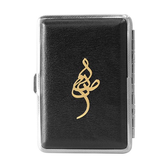 جعبه سیگار چرم و طلا اسم صادق