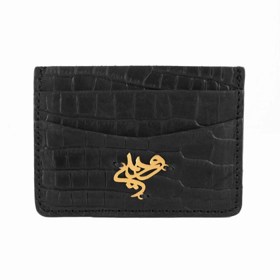 کیف کارت چرم با پلاک طلا اسم وحید