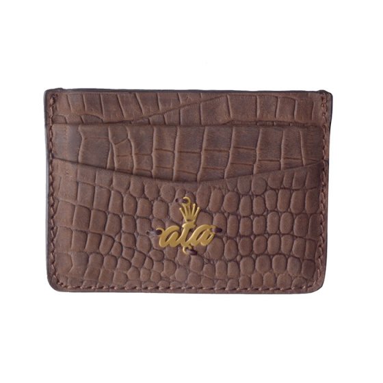 کیف کارت چرم با پلاک طلا اسم عطا