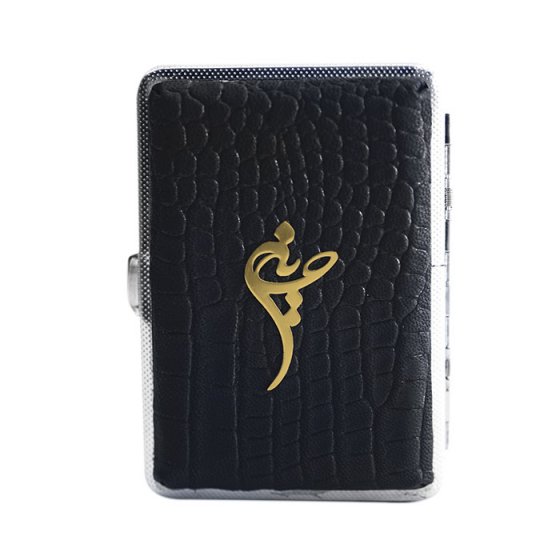 جعبه سیگار چرم و طلا با اسم حسین