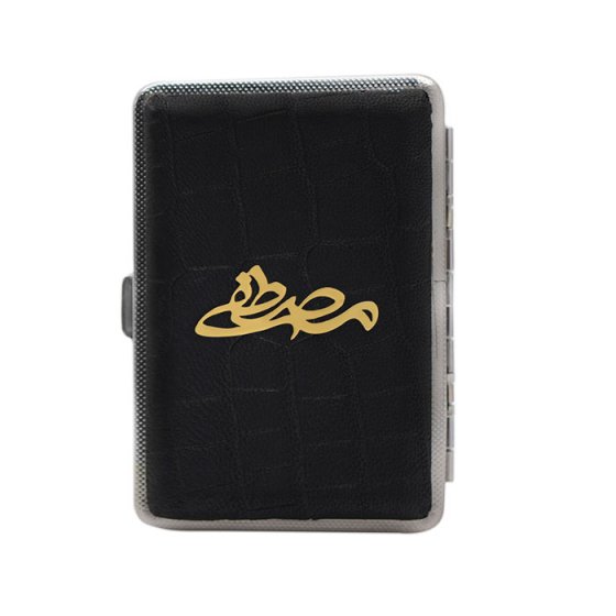 جعبه سیگار طلا چرم اسم مصطفی