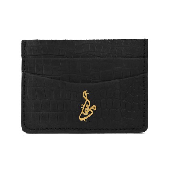 کیف کارت چرم با پلاک طلا اسم مونا