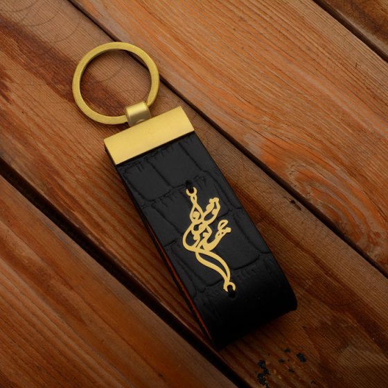 جاکلیدی طلا چرم با پلاک تو مرا جان و جهانی