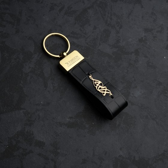 جاکلیدی طلا چرم با پلاک اسم احمد