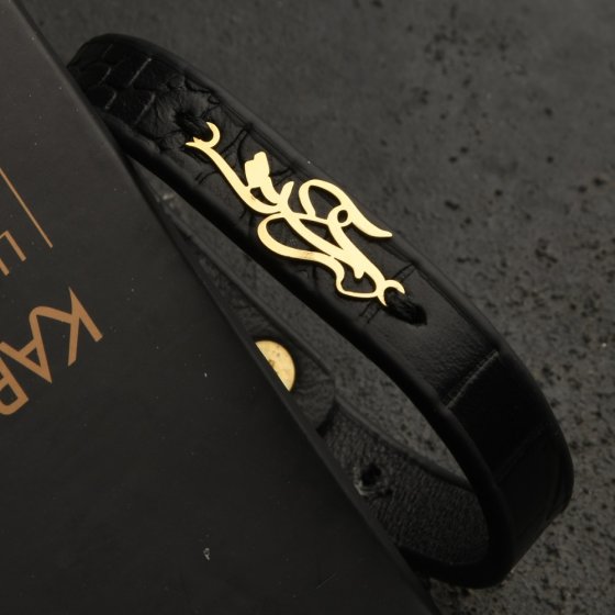 دستبند طلا چرم اسم آرش