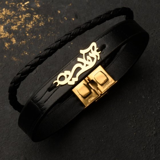 دستبند طلا چرم اسم آرمین