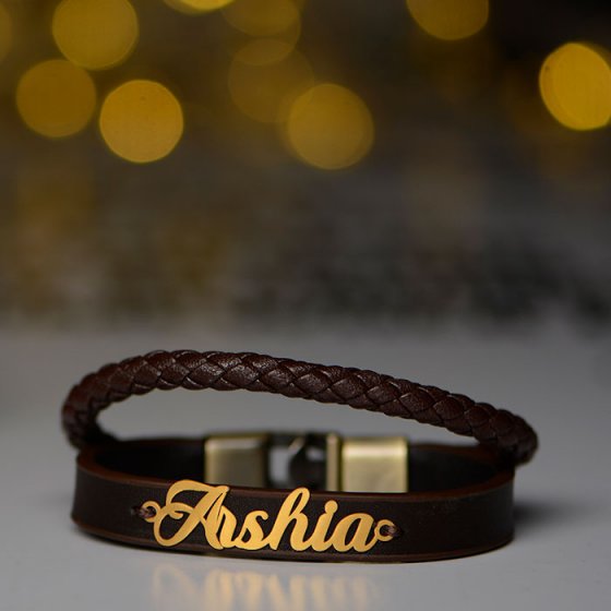 دستبند طلا چرم بااسم ارشیا
