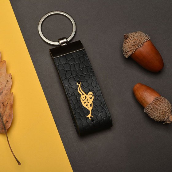 جاکلیدی طلا چرم با پلاک اسم امیرعلی