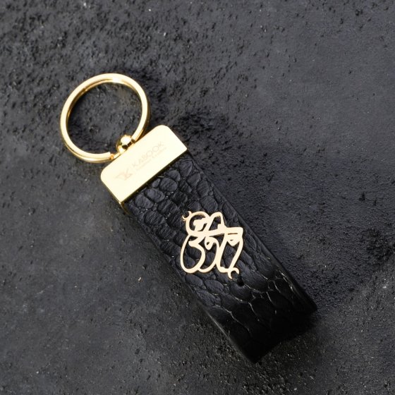 جاکلیدی طلا چرم با پلاک اسم کوروش