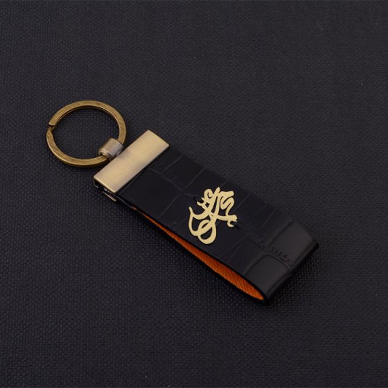 جاکلیدی طلا چرم با پلاک اسم محمد علی