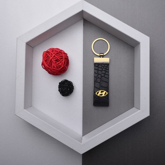 جاکلیدی طلا چرم با پلاک لوگو هیوندا