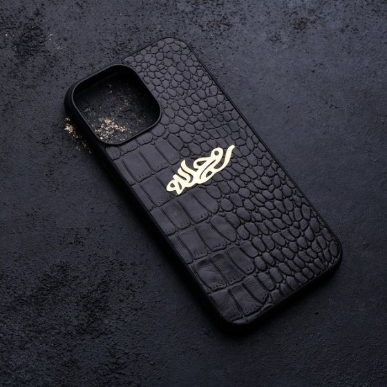 قاب موبایل طلا چرم اسم روح الله