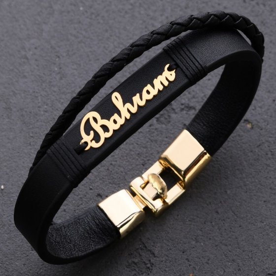 دستبند طلا چرم اسم بهرام