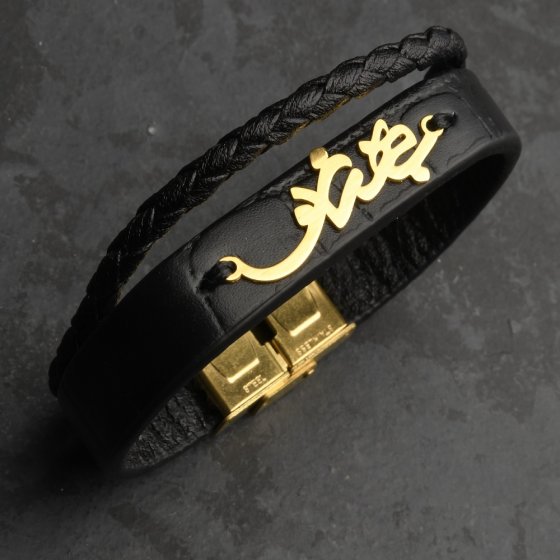 دستبند طلا چرم اسم بهناز