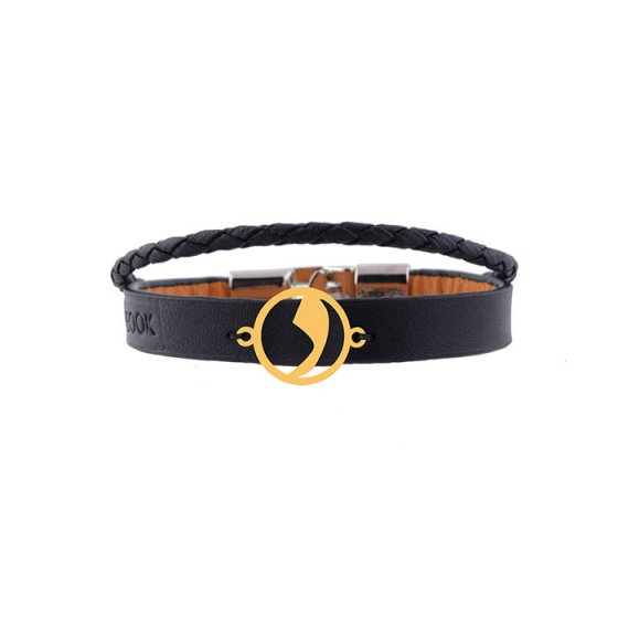 دستبند طلا چرم با پلاک حرف د