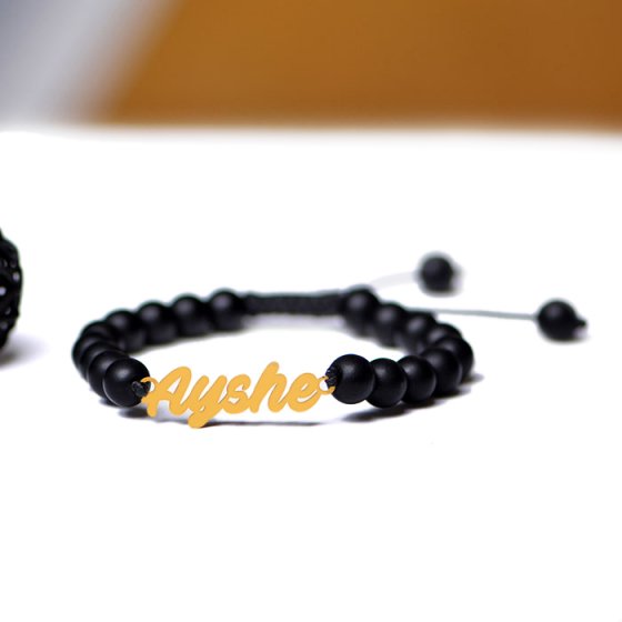 دستبند طلا چرم با اسم عایشه