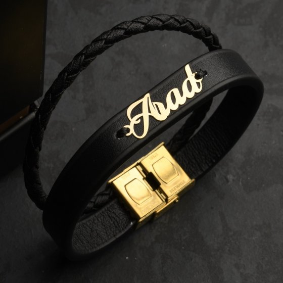 دستبند طلا چرم اسم آراد