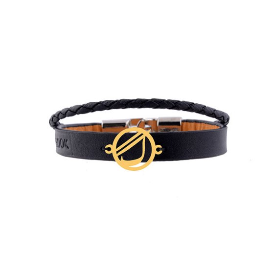 دستبند طلا چرم با پلاک حرف گ