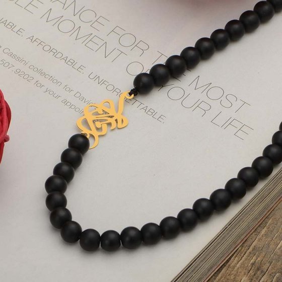 گردنبند طلا چرم اسم مرجان