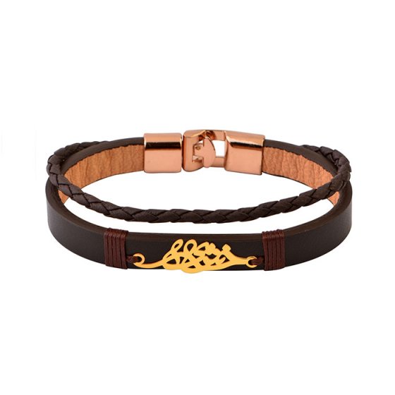 دستبند طلا چرم با اسم خشایار