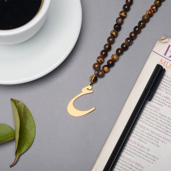 گردنبند با پلاک طلا حرف ع