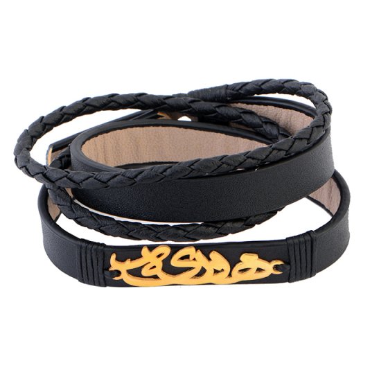 دستبند طلا چرم با اسم هوریه