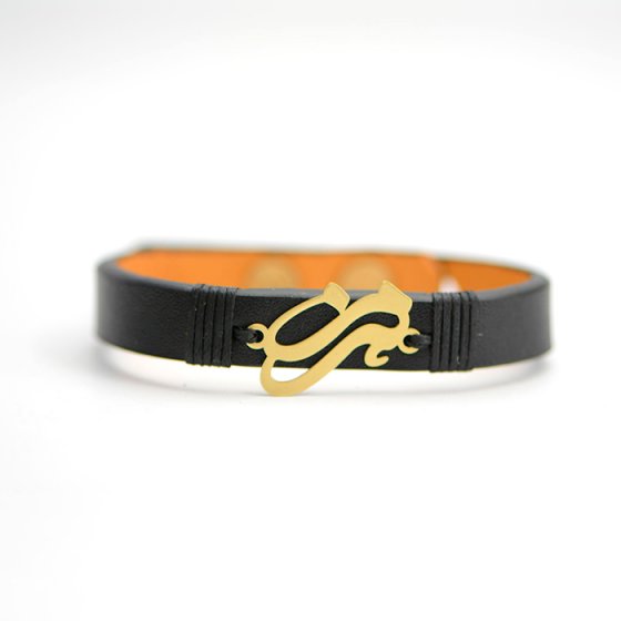 دستبند طلا چرم با اسم هرمز