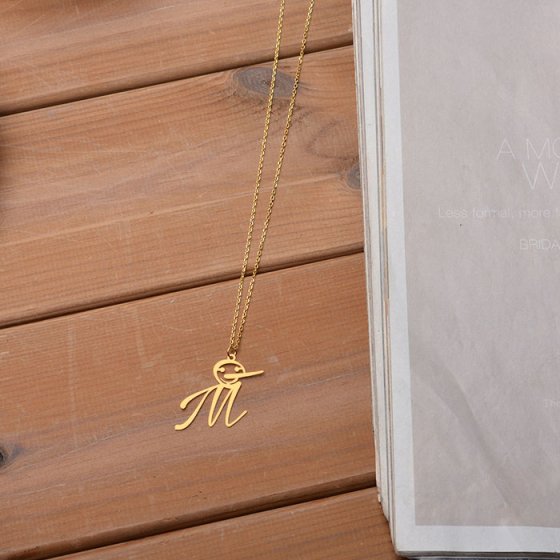 گردنبند زنجیری طلا با پلاک حرف M