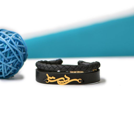 دستبند طلا چرم با اسم ریتا